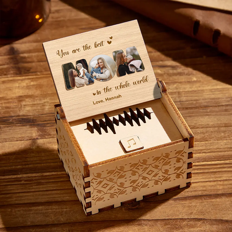 Personalised Whole Song Wooden Photo Music Box Custom Best Mom Music Box Gift for Mother