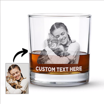 Personalised Engraved Photo Glass Custom Logo Whiskey Glass with Your Photo Gift for Father
