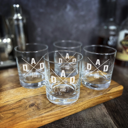Custom Dad Whiskey Glass Personalised Fathers Day Gift Established Date Glass Bourbon Glass Whiskey New Dad Gift
