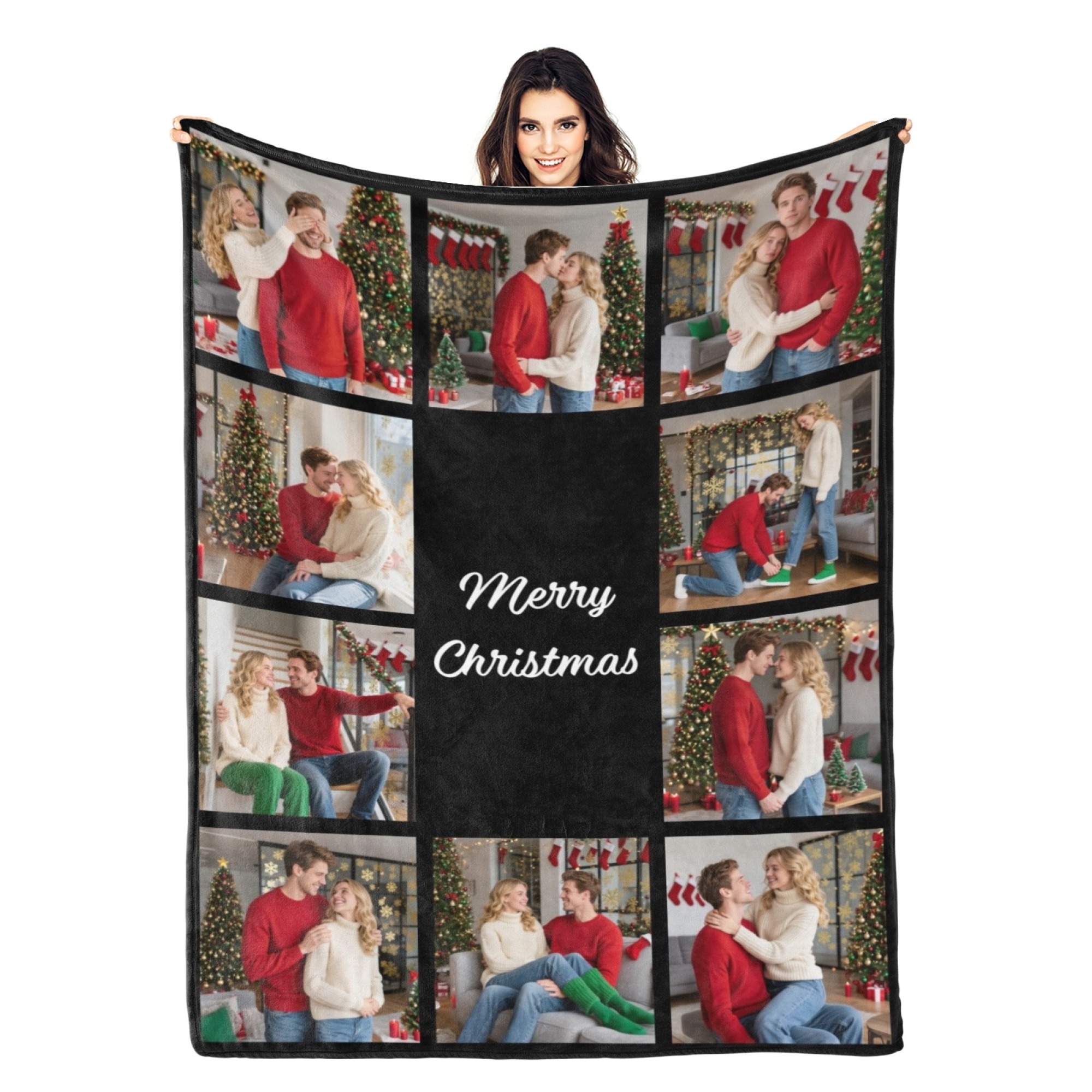 Custom Collage Photo Blanket Personalised Throw Blanket with Photos Text Christmas Gifts