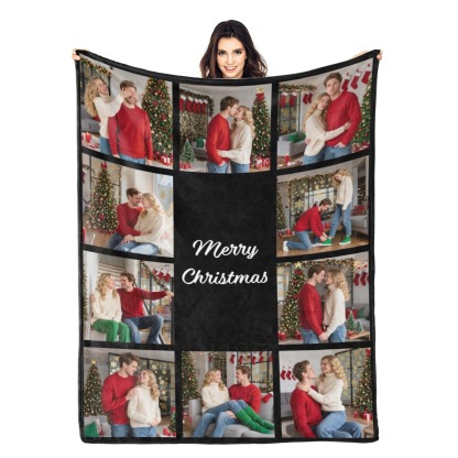 Custom Collage Photo Blanket Personalised Throw Blanket with Photos Text Christmas Gifts