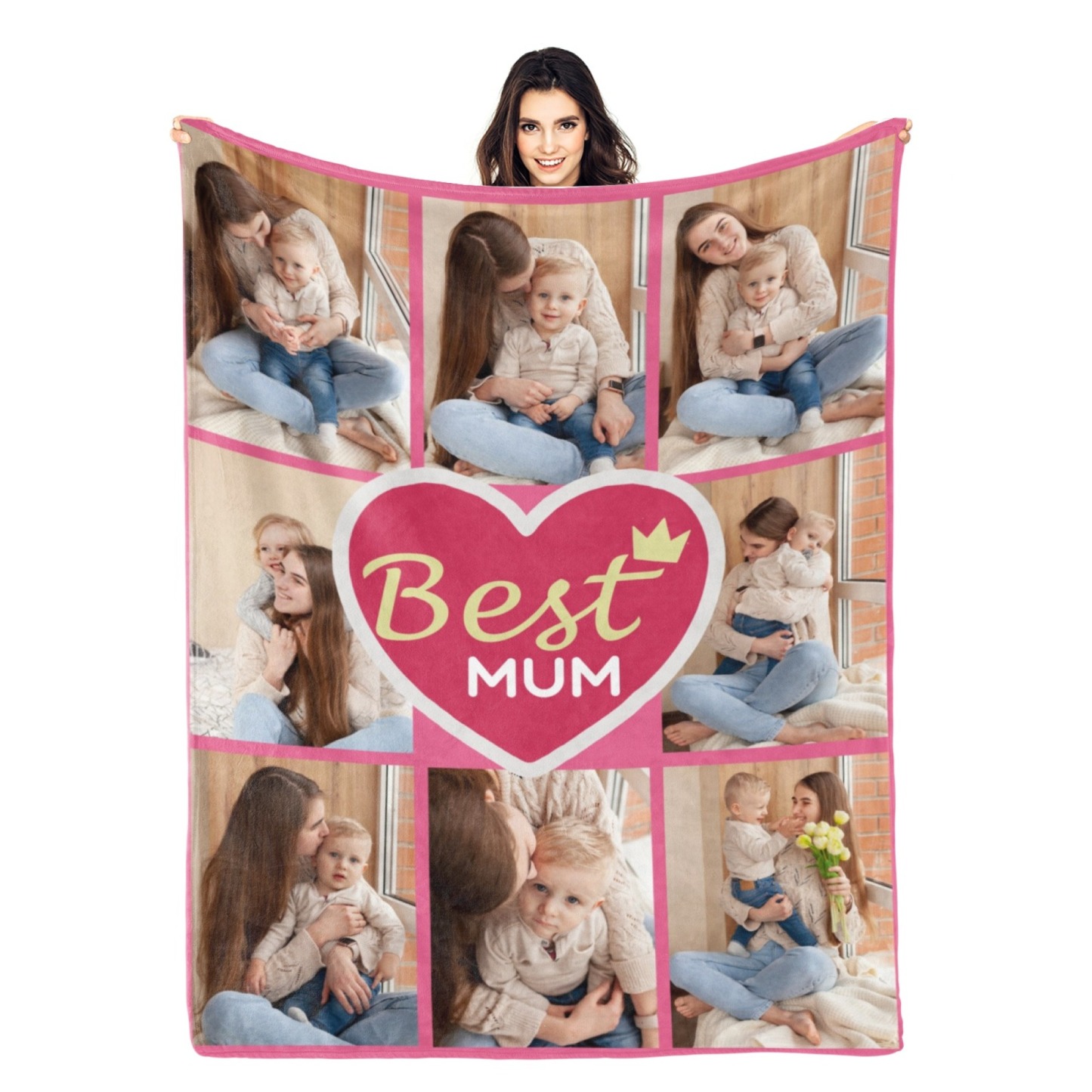 Custom Blanket with Collage Photos Blanket Mother's Day Gifts Personalised Throw Blanket with Photos