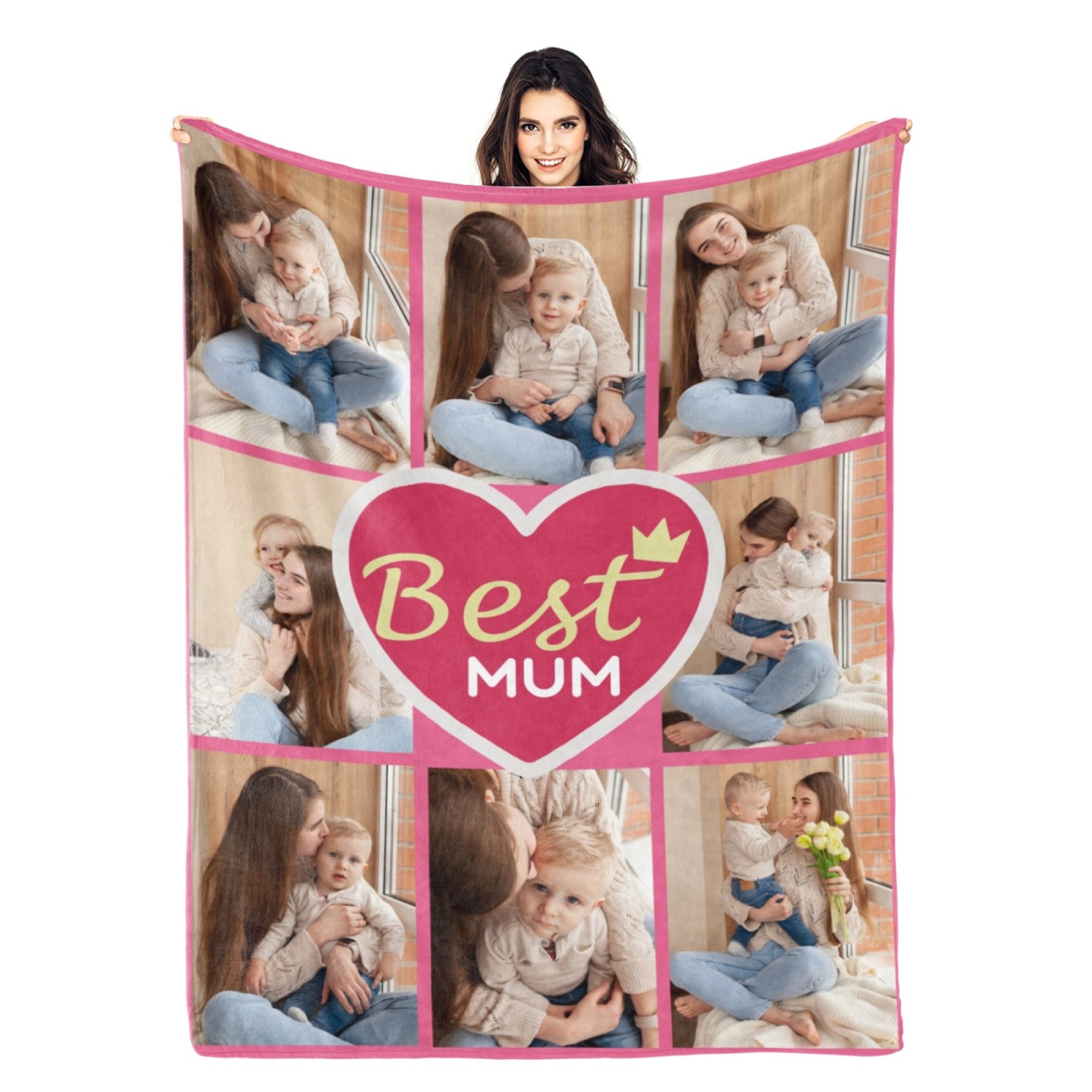 Custom Blanket with Collage Photos Blanket Mother's Day Gifts Personalised Throw Blanket with Photos