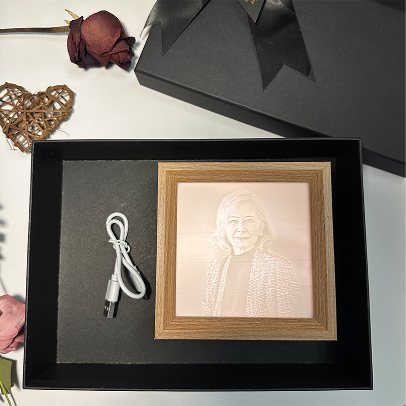 Custom 3D Printed Lithophane Photo Frame Lamp Personalised 3D Embossed Picture Night Light Unique Memorial Gift