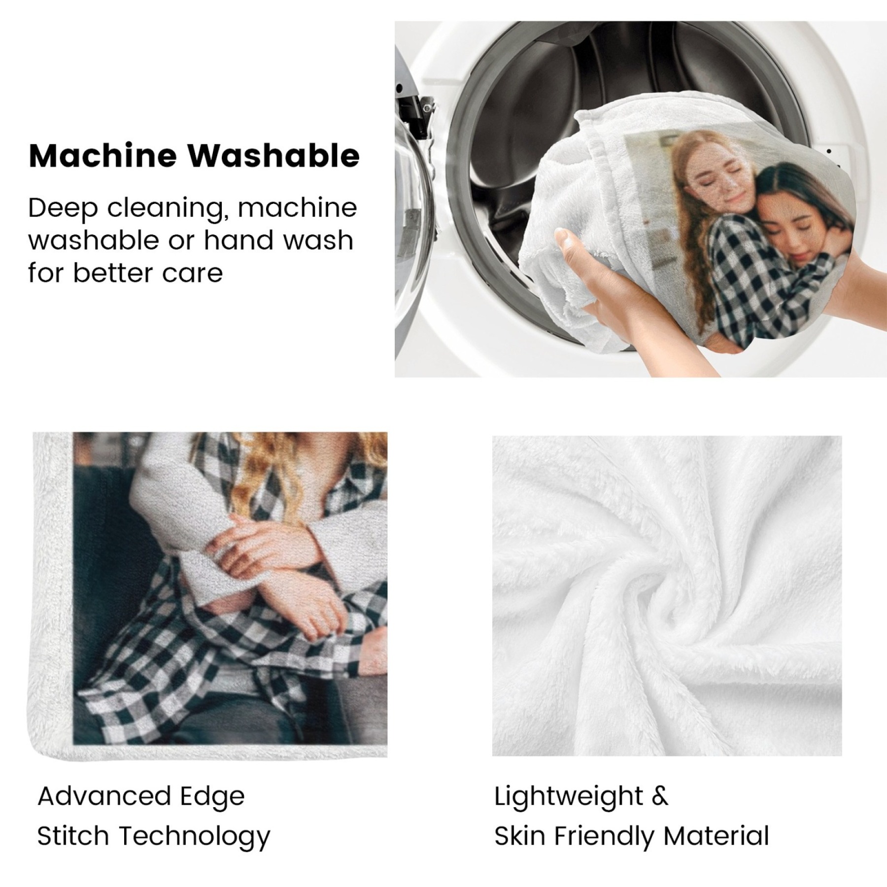 Custom Text Blankets Mother's Day Gifts Personalised Throw Blanket with Photos and Text