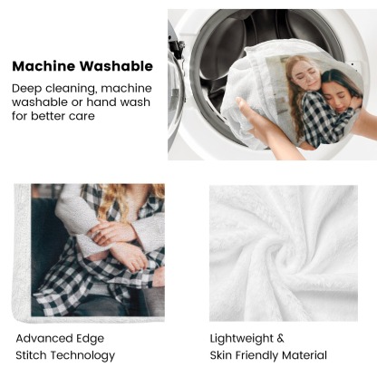 Custom Text Blankets Mother's Day Gifts Personalised Throw Blanket with Photos and Text