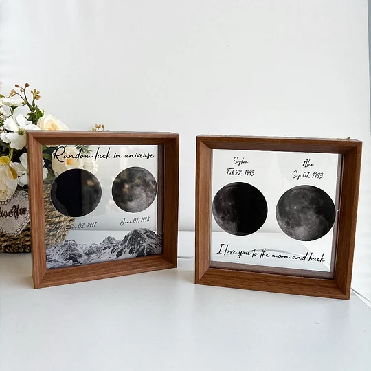 Custom Birth Moon Phases LED Light Frame Personalised Moon Night Light Gifts for Lovers