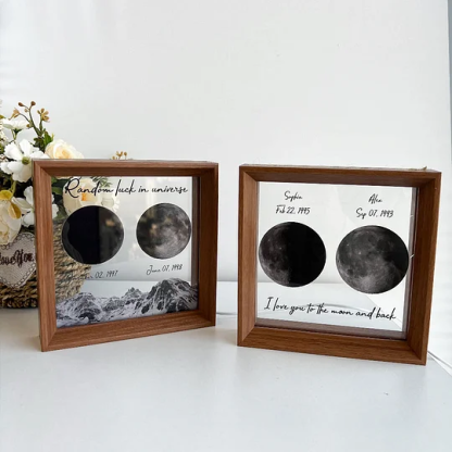 Custom Birth Moon Phases LED Light Frame Personalised Moon Night Light Gifts for Lovers