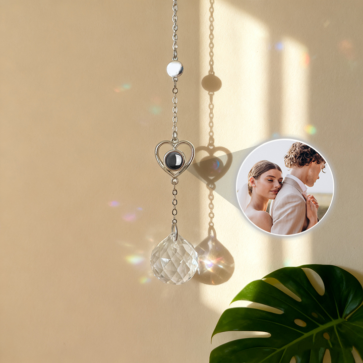 Personalised Heart Photo Sun Catcher Custom Projection Ornaments Christmas Gift for Love