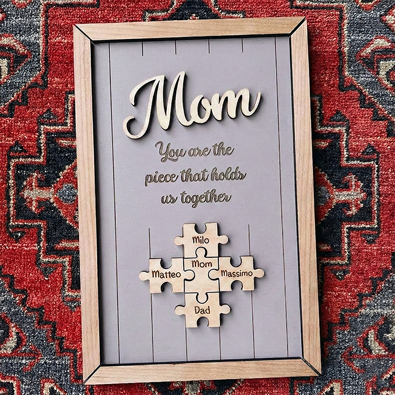 Personalised Wooden Puzzle Frame Custom Color Engraved Mom You Are the Piece That Holds Us Together Sign Gifts for Mom