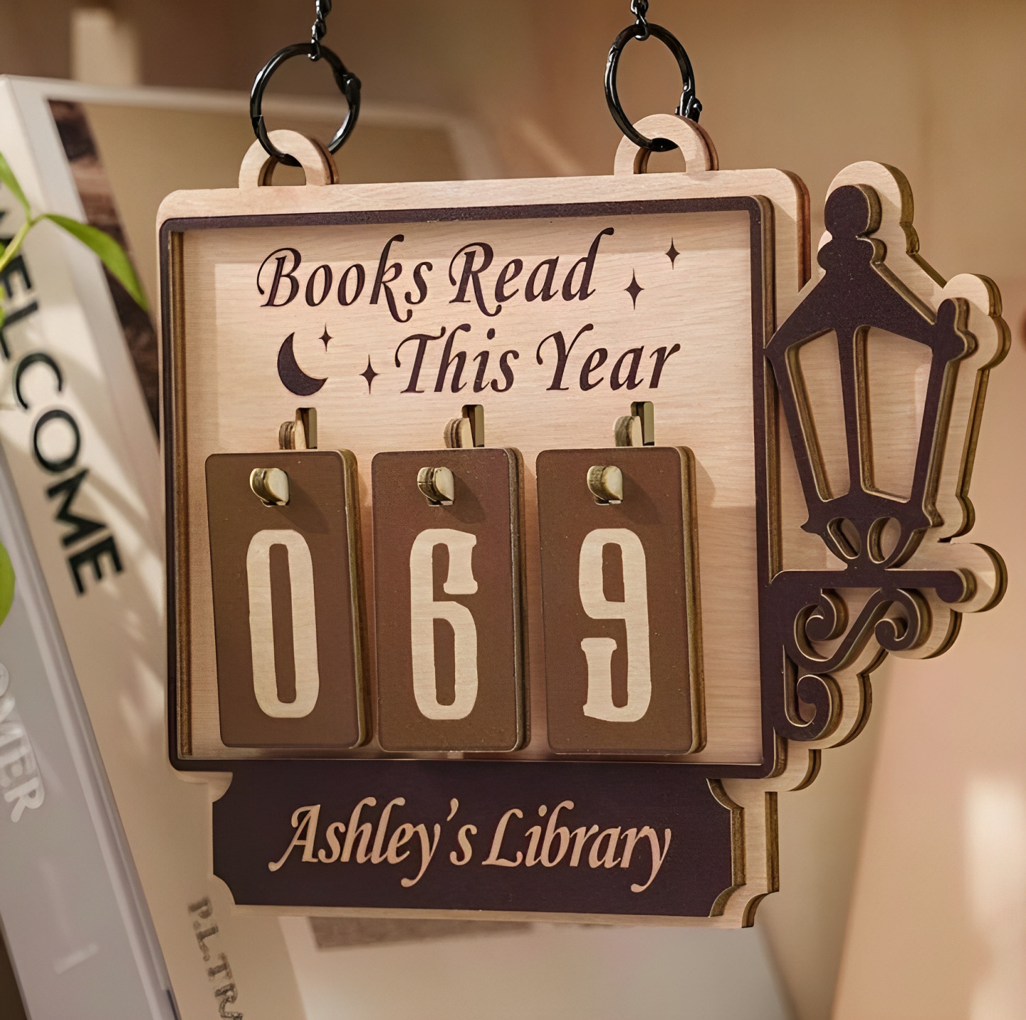 Personalised Hanging Tracker Sign Custom Books Read Tracker Books Read This Year Gift for Readers