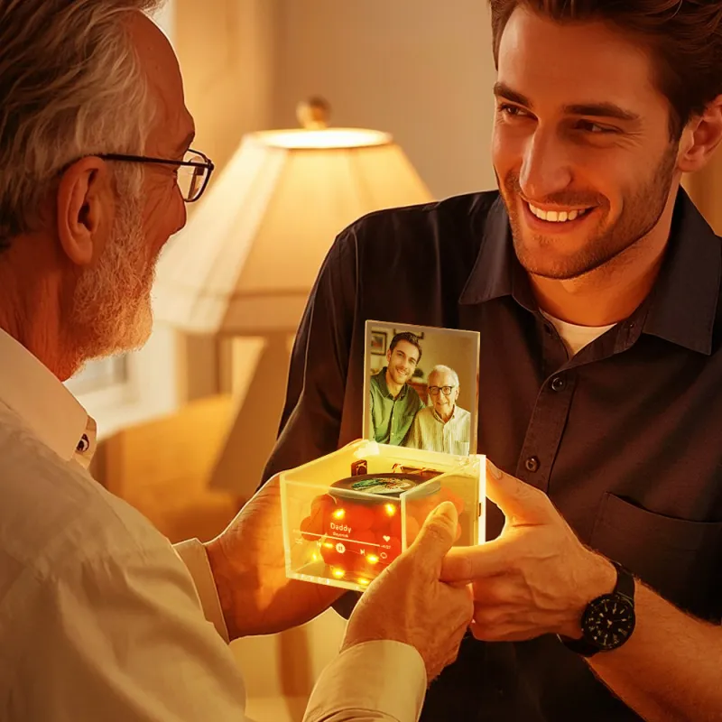 Custom Photo and Music Player Can Play Whole Song with Light Personalised Music Acrylic Box