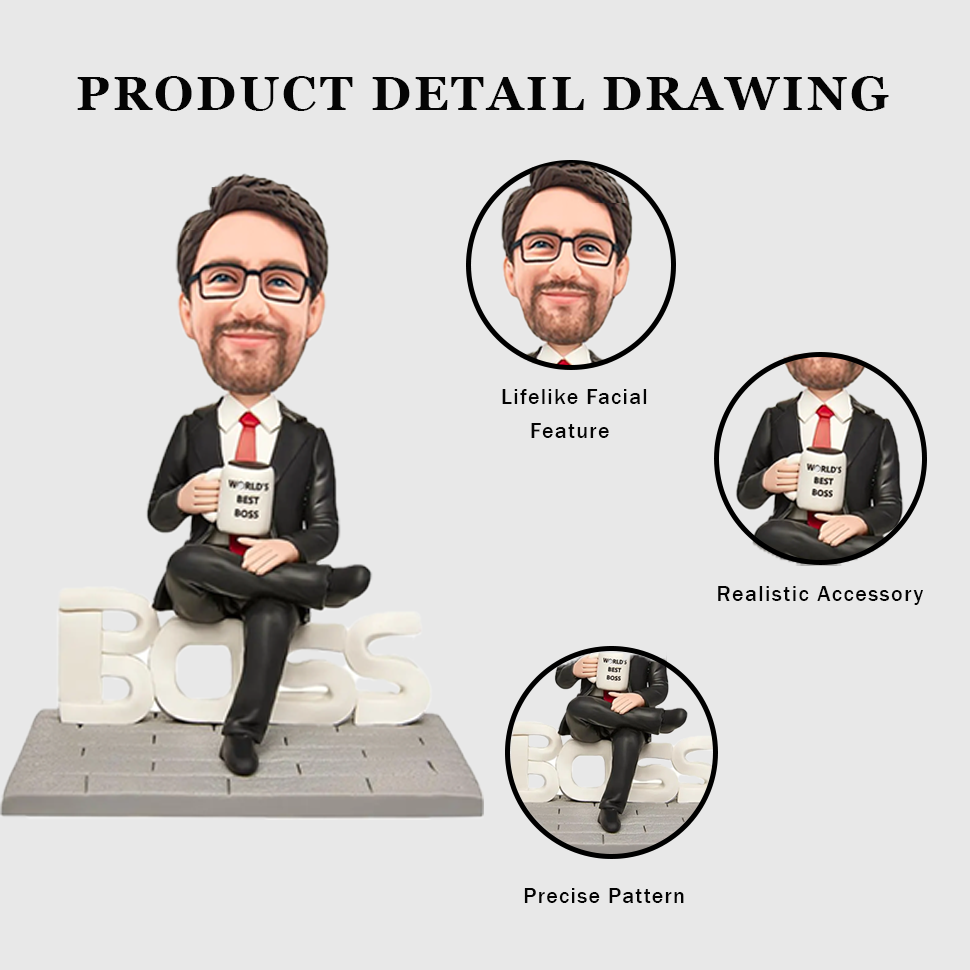 World's Best Boss Domineering Male Custom Bobblehead with Personalised Engraving