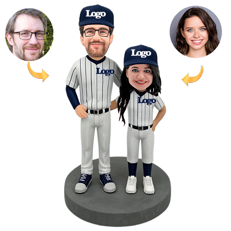 Handcraft Custom Bobbleheads New York Yankees Couple Fans Baseball Player