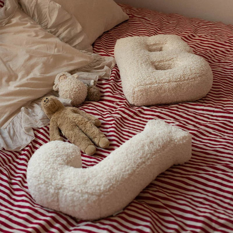 Personalised Alphabet Letter Pillow Embroidered Initial Cushion Nursery Decor Soft Sherpa Dorm Bed Pillow Baby Shower Gift