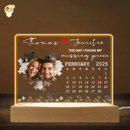 Personalised Photo and Date Night Light Frame Box the Day I Found My Missing Piece Anniversary Gifts