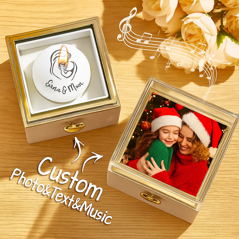 Custom Music Box Can Play Whole Song Christmas Gifts Magical Cake Candle Flip Box Anniversary Gifts