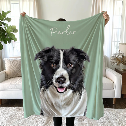 Custom Pet Portrait Blankets from Photo Personalised Dog Picture and Name Blanket Cute Cozy Christmas Gift for Pet Lovers