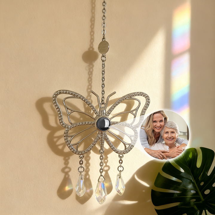 Personalised Butterfly Photo Sun Catcher Christmas Custom Projection Ornaments Gift for Women
