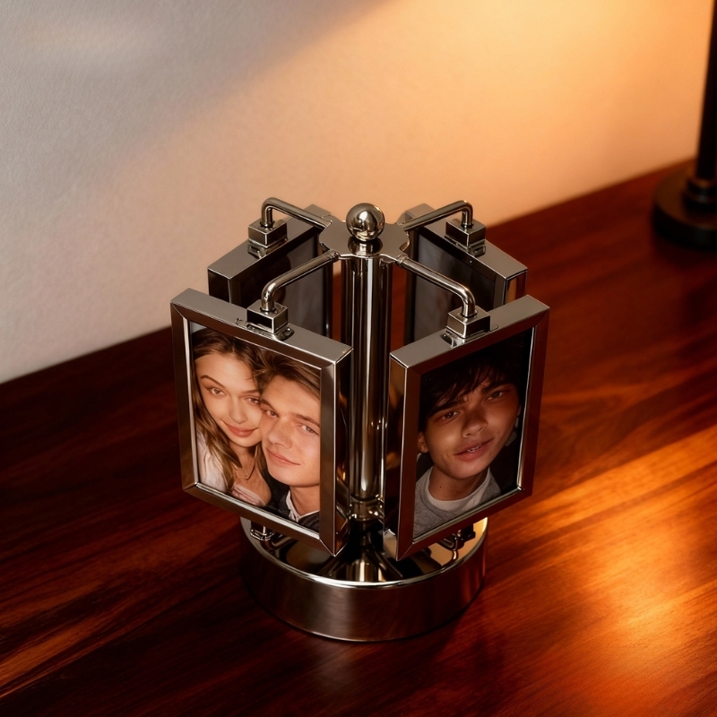 Personalised Couple Photo Rotating Album Custom Photo Metal Music Box Christmas Gift for Couple