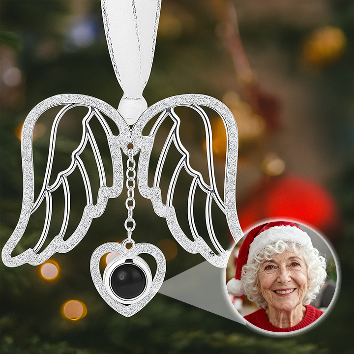 Personalized Angel Embrace Photo Projection Ornaments with Picture Ins