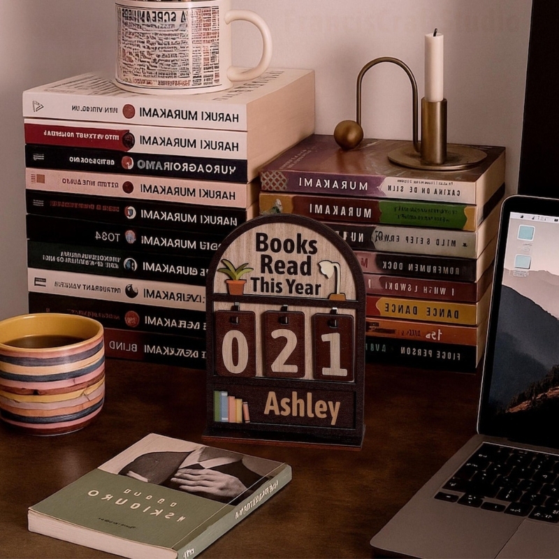 Personalised Books Read This Year Counter Mini Plaque with Flat Base Book Lovers Gift Bookshelf Decor Gift for Readers