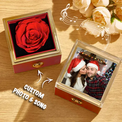 Custom Music Box Can Play Whole Song Personalised Photo and Song Preserved Rose Flip Box Anniversary Gifts