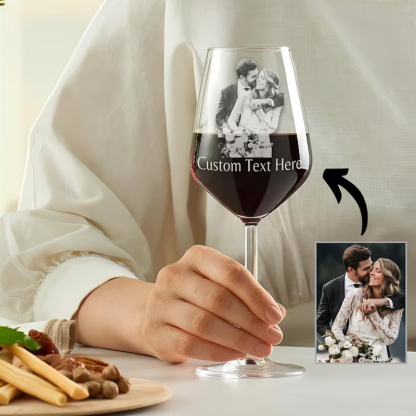 Custom Etched Photo Engraved Stemmed Wine Glass Personalised Portrait Picture and Text Glass Valentines Day Gifts