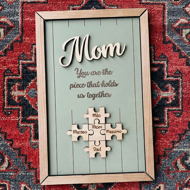 Personalised Wooden Puzzle Frame Custom Color Engraved Mom You Are the Piece That Holds Us Together Sign Gifts for Mom