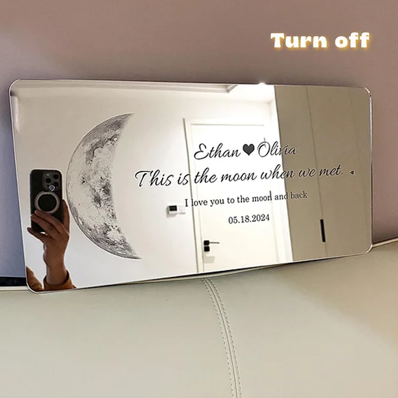 Personalised Moon Phase Mirror Lamp The Day You Became Mother Custom Name and Date Mirror Night Light Mother's Day Gifts