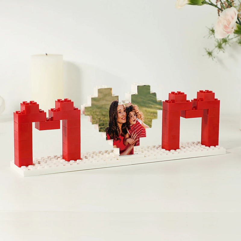 Custom Mother's Day Gifts Building Brick Puzzle Personalised Building Block Mom Heart Photo Block