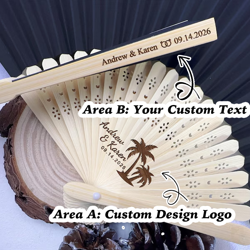 Personalised Folding Fans for Weddings Custom Engraved Hand Fan Bridesmaid Gift Set of 6 Bridal Shower Party Favors