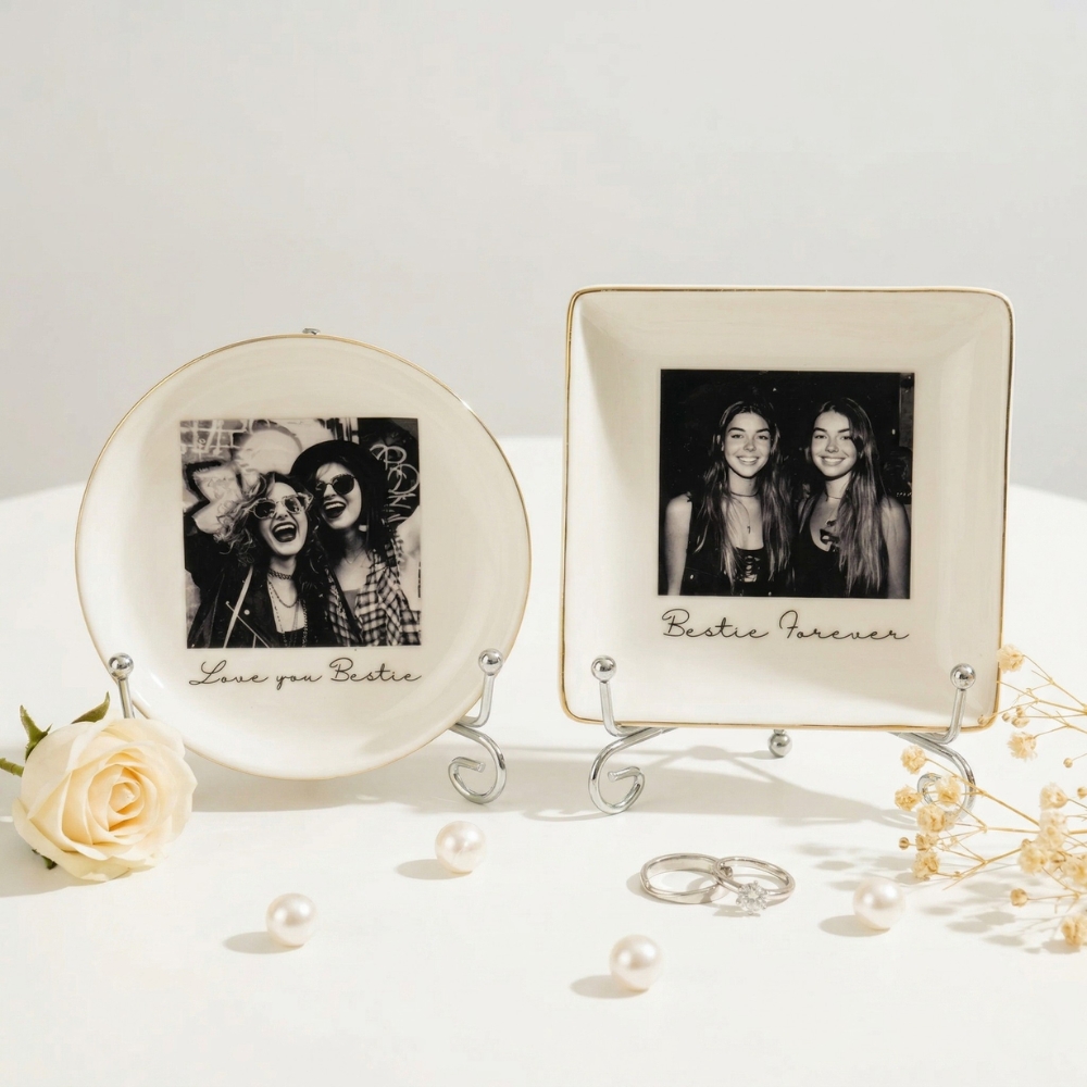 Personalised Ring Dish Custom Photo Jewelry Ring Dish Wedding Gift for Best Friend/Bestie