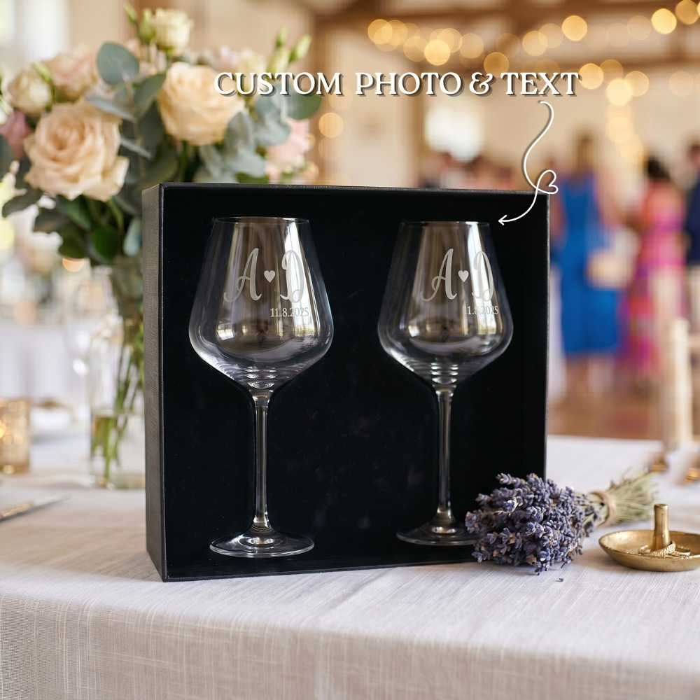 Custom Glassware Gift Box Set with Engraved Glasses Laser Engraved Glasses Personalised Wedding Gifts