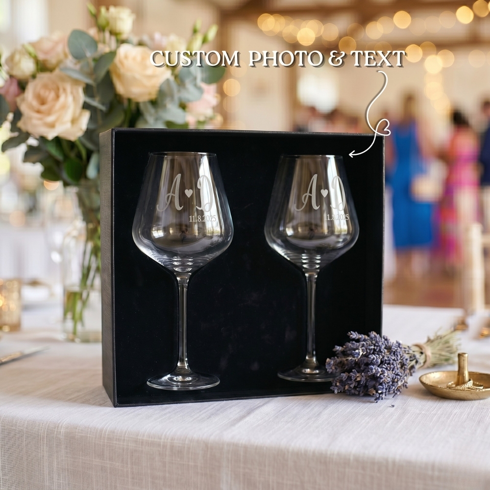 Custom Glassware Gift Box Set with Engraved Glasses Laser Engraved Glasses Personalised Wedding Gifts