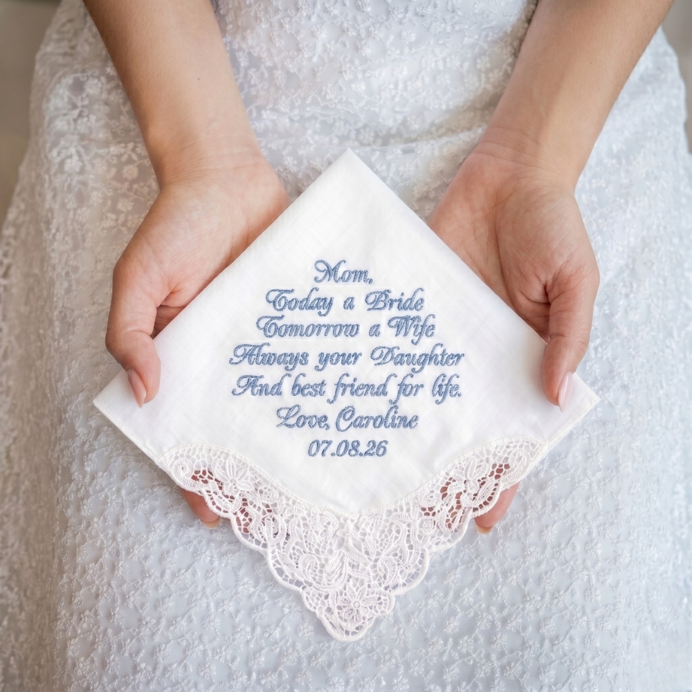 Custom Wedding Handkerchief Mother of the Bride Handkerchief Personalised Handkerchief for Wedding