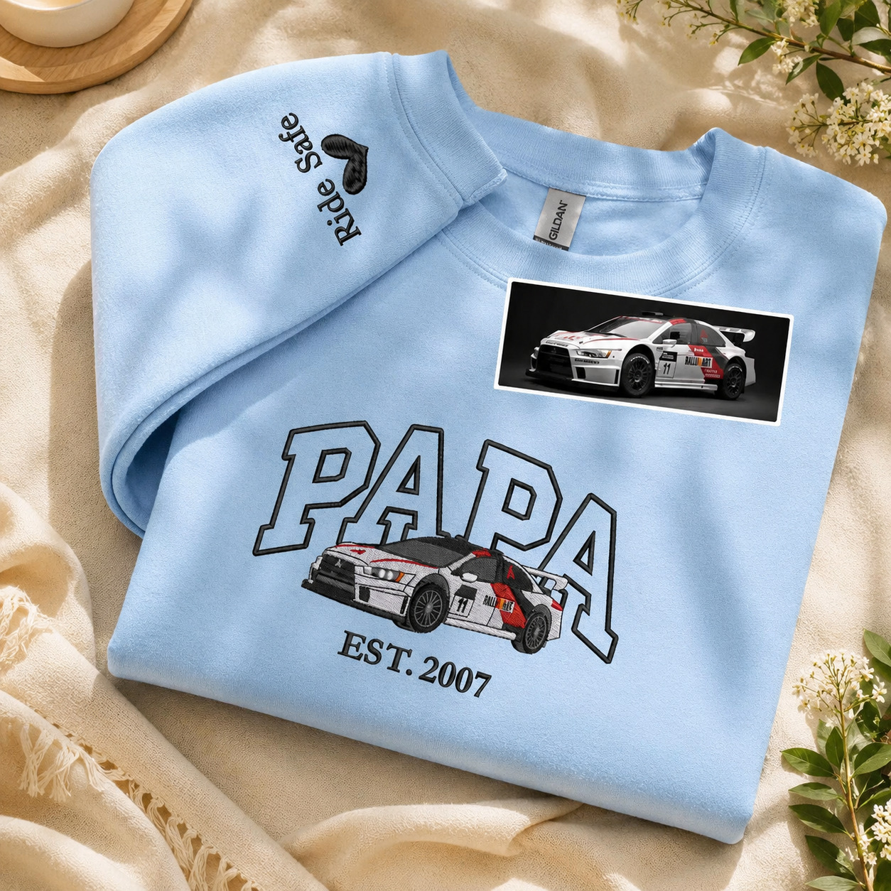 Custom Embroidered Photo Hoodie for Dad Personalised Est Year Design Sweatshirt Ideal Father's Day Gifts
