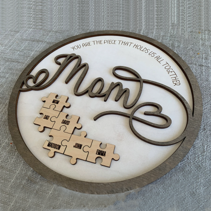 Personalised Name Wooden Puzzle Round Frame Custom Sign mum You Are the Piece That Holds Us Together Gifts for mum