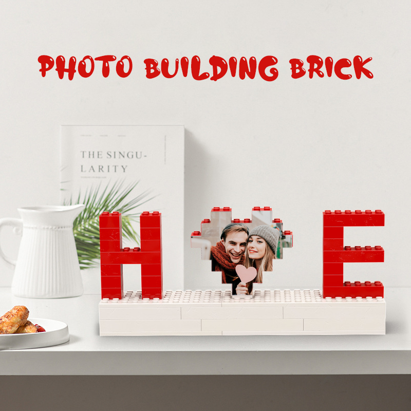 Personalised Photo Brick Puzzle Custom Two Letters Building Block Couple Gifts