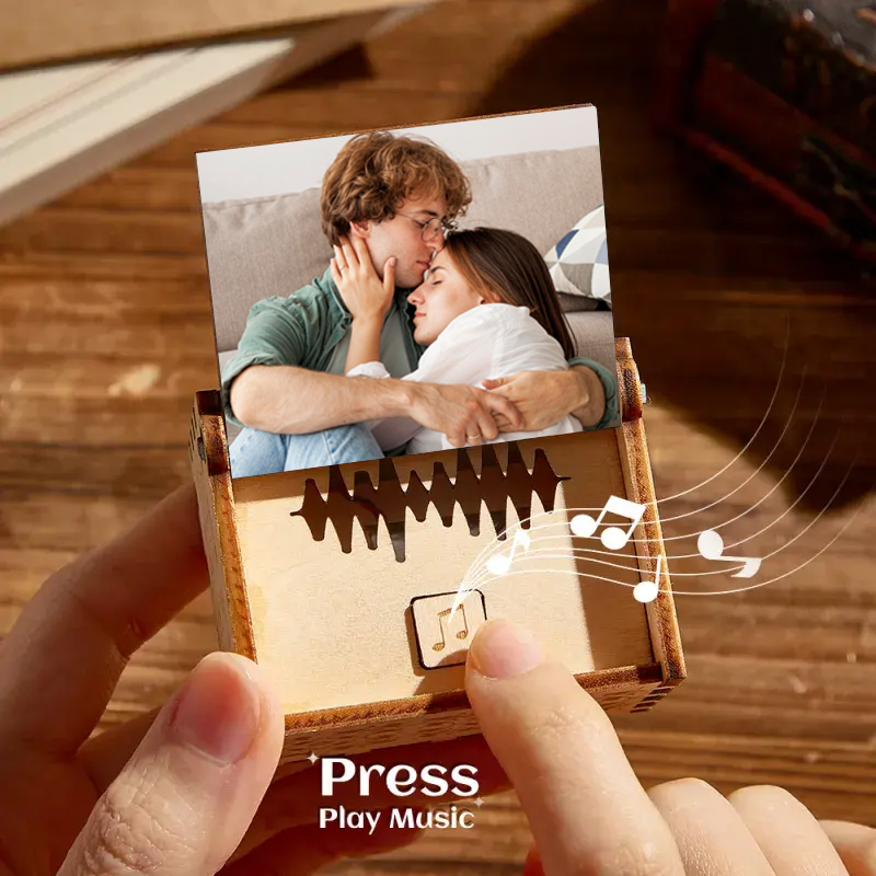 Custom Photo and Song Digital Music Box Personalised Wooden Photo Music Box Anniversary Gifts (can play whole song)