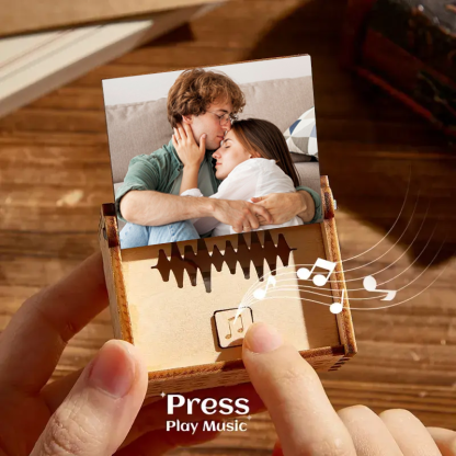 Custom Photo and Song Digital Music Box Personalised Wooden Photo Music Box Anniversary Gifts (can play whole song)