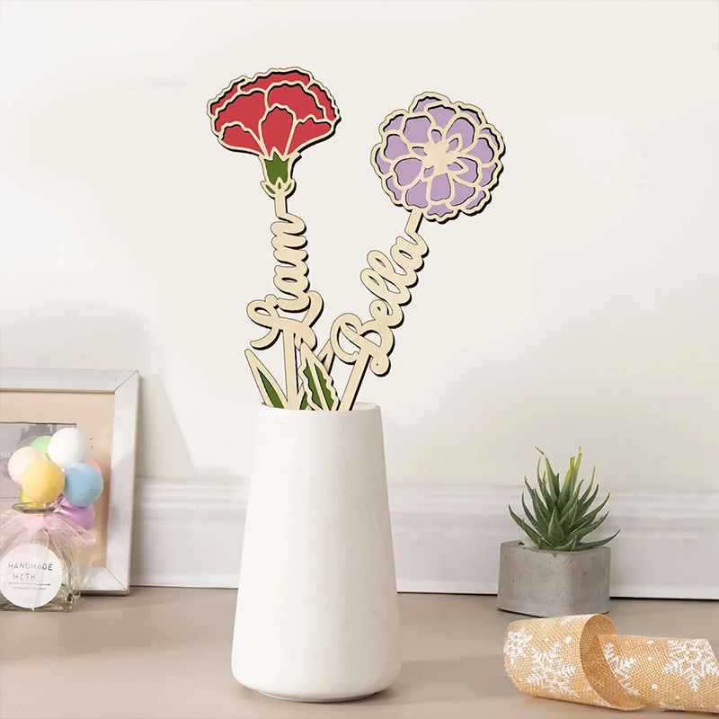 Personalised Wooden Birth Flower Garden Sign Grandma's Garden Names & Birth Month Flowers