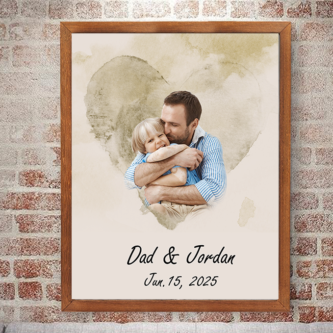 Personalised Watercolor Family Portrait from Photo Custom Painting Photo Frame Family Gifts for Father