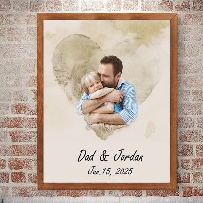 Personalised Watercolor Family Portrait from Photo Custom Painting Photo Frame Family Gifts for Father