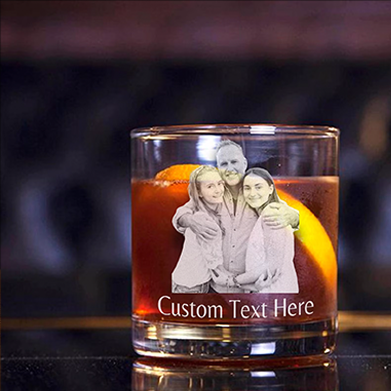 Personalised Engraved Photo Glass Custom Logo Whiskey Glass with Your Photo Gift for Father