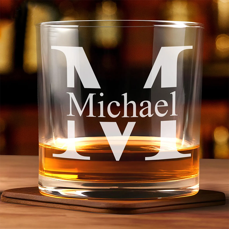 Custom Engraved Monogram Whiskey Glass Personalised 11oz Whiskey Tumbler Groomsmen Gift Idea Wedding Shot Glasses