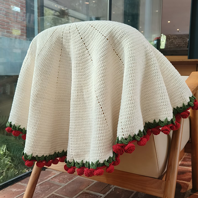 FINISHED Handmade Crochet Flower Throw Blanket Bouquet Rose Bouquet Knitted Bouquet Ready-Made Blanket Mothers Day Gifts