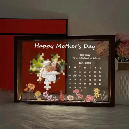 Personalised Photo and Date Birth Night Light Frame Box the Day You Became My Mother Gifts for Mom