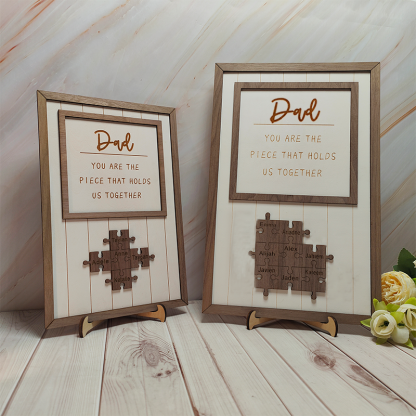 Personalised Fathers Day Puzzle Sign Name Wooden Puzzle Custom Sign Frame Gifts for Dad