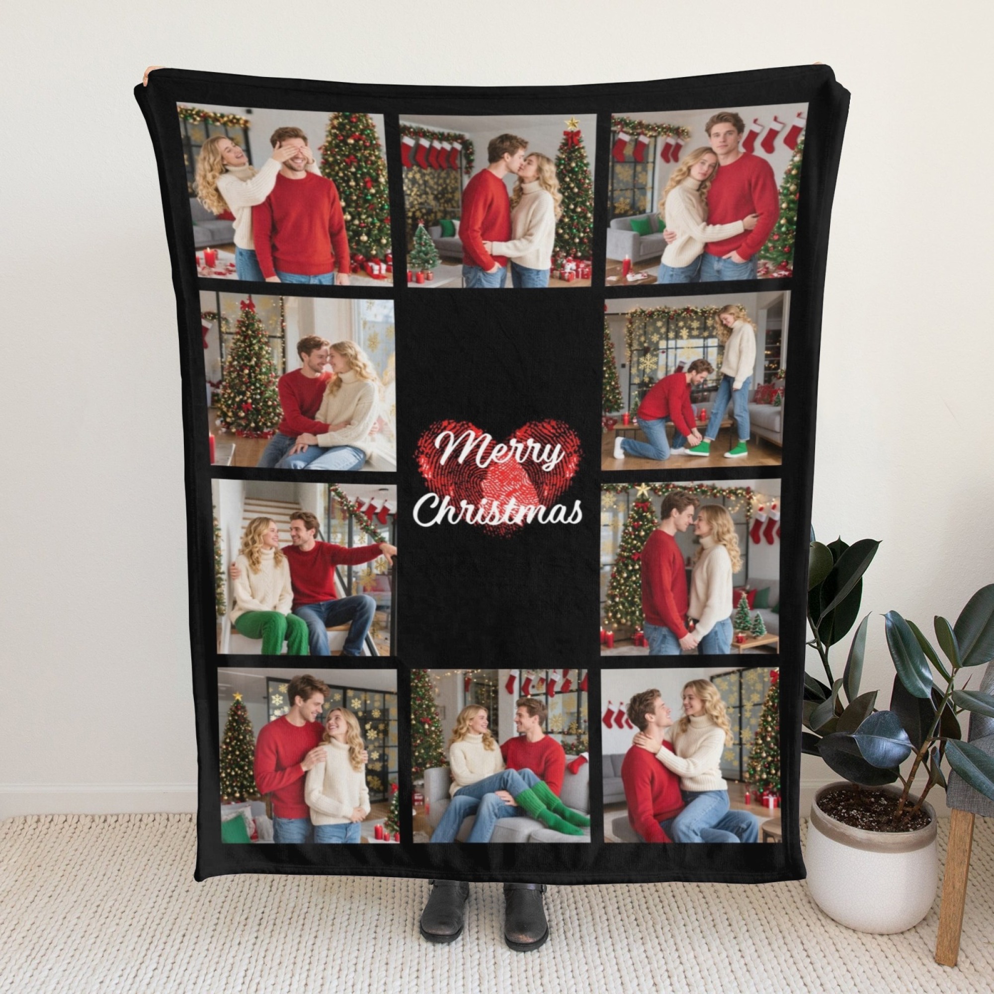 Custom Collage Photo Blanket Personalised Throw Blanket with Photos Text Christmas Gifts
